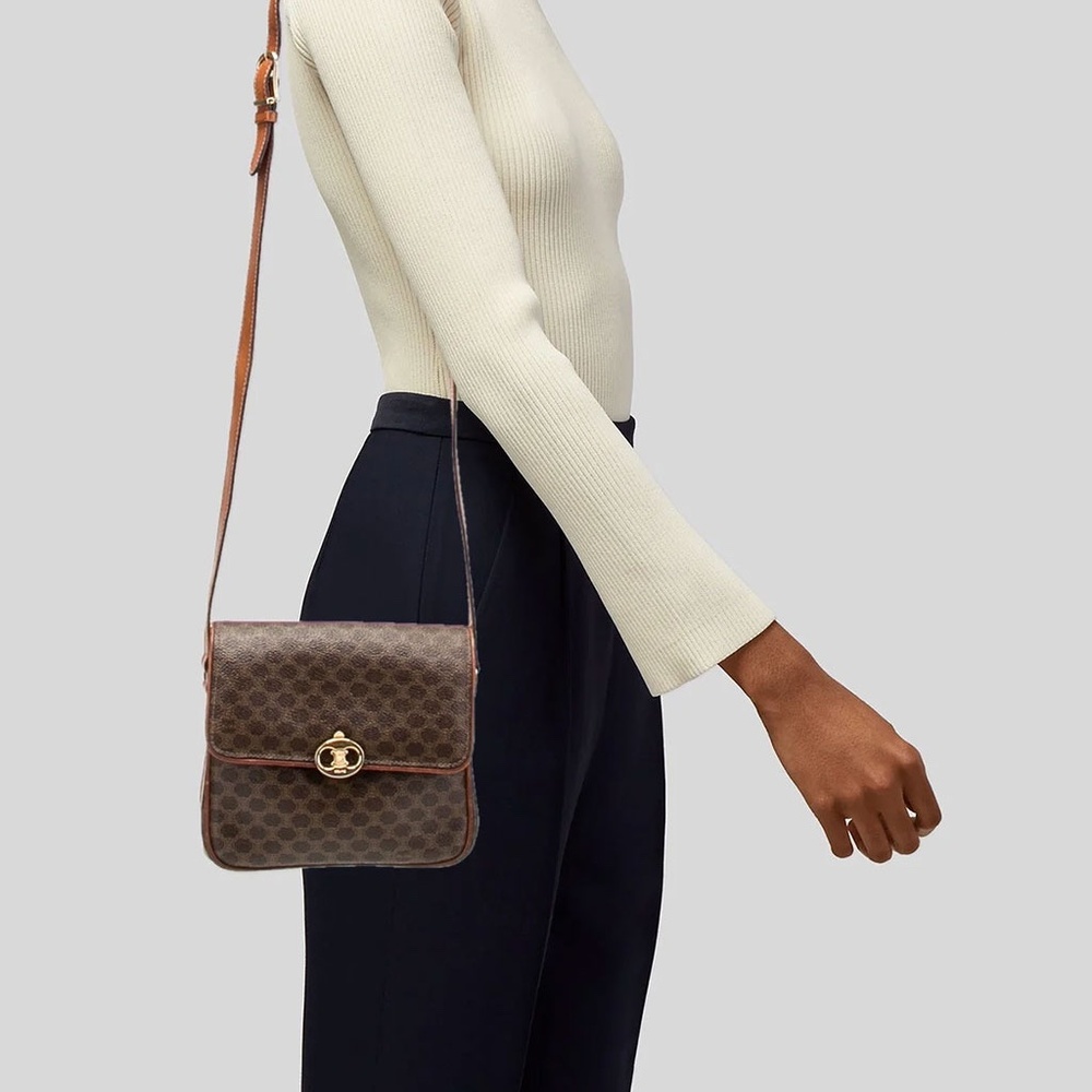 Vintage CELINE Triomphe Macadam Mini Shoulder Crossbody Bag